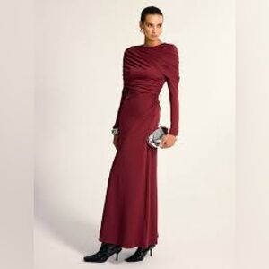 Commense One Shoulder Burgundy Dress